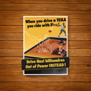 Anti-Elon/Tesla Sticker: When you drive a Tesla, you ride with Elon