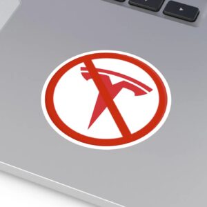 Anti Tesla Round Stickers, Boycott Elon Musk, Vinyl Bumper Decal