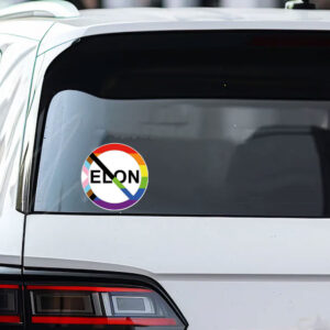 FUCK TESLA - Anti Elon Tesla - Anti Elon Round Progress Pride Sticker and Car Magnet