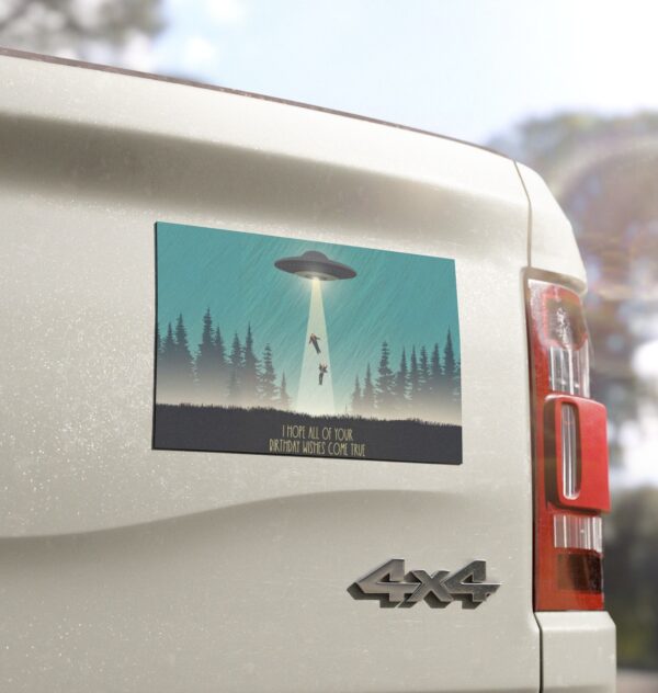 UFO take our leaders Trump, Elon Funny Birthday Car Magnets