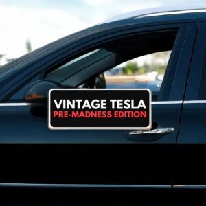 Vintage Tesla Car Window Decal, Anti Elon Musk MAGA